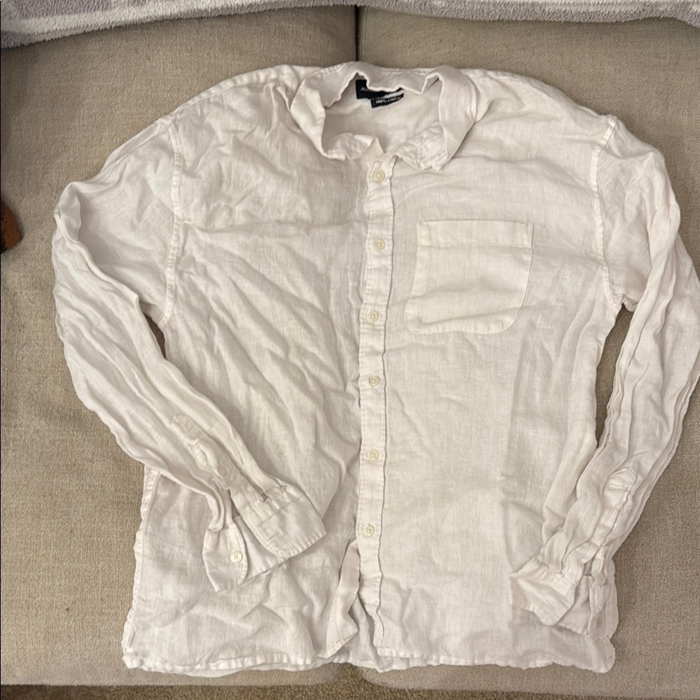 Abercrombie & Fitch White Casual Button Down Shirt